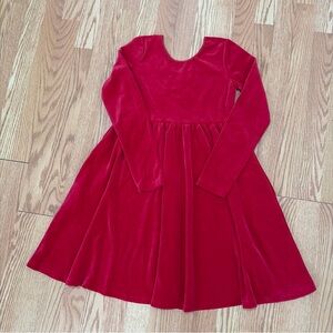 Hanna Andersson Red Velour Girls Dress with pockets